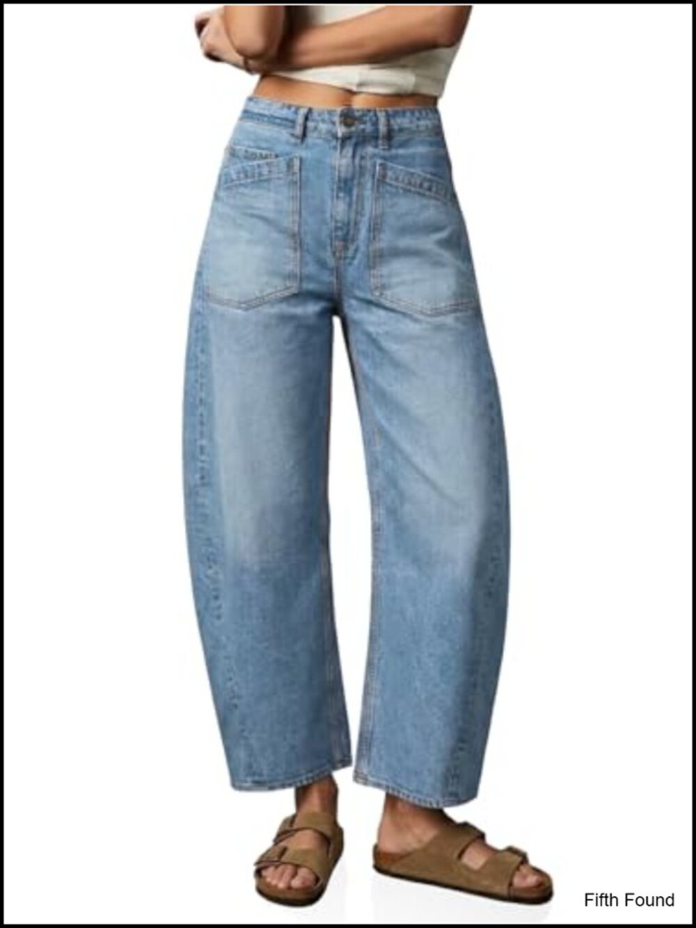 High Waisted Barrel Jeans Cropped Wide Leg Boyfriend Denim Pants